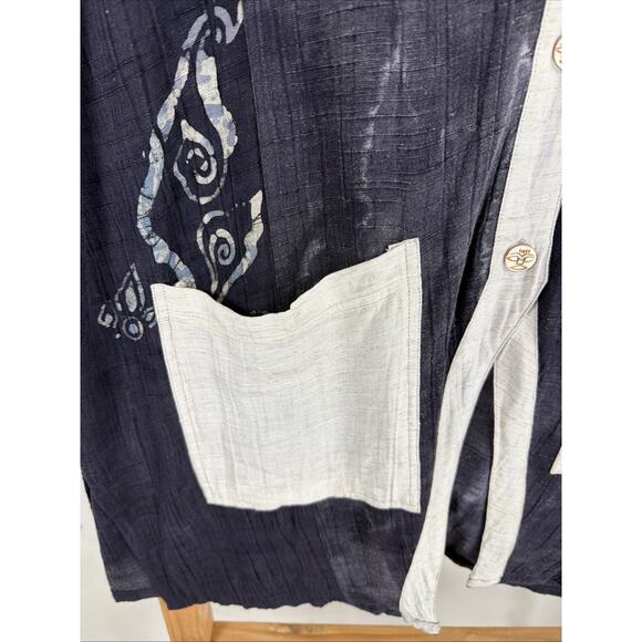 NWT Kusnadi New York Black With Batik Pattern Drop Sleeve Jacket #1327 One Size - Picture 3 of 6